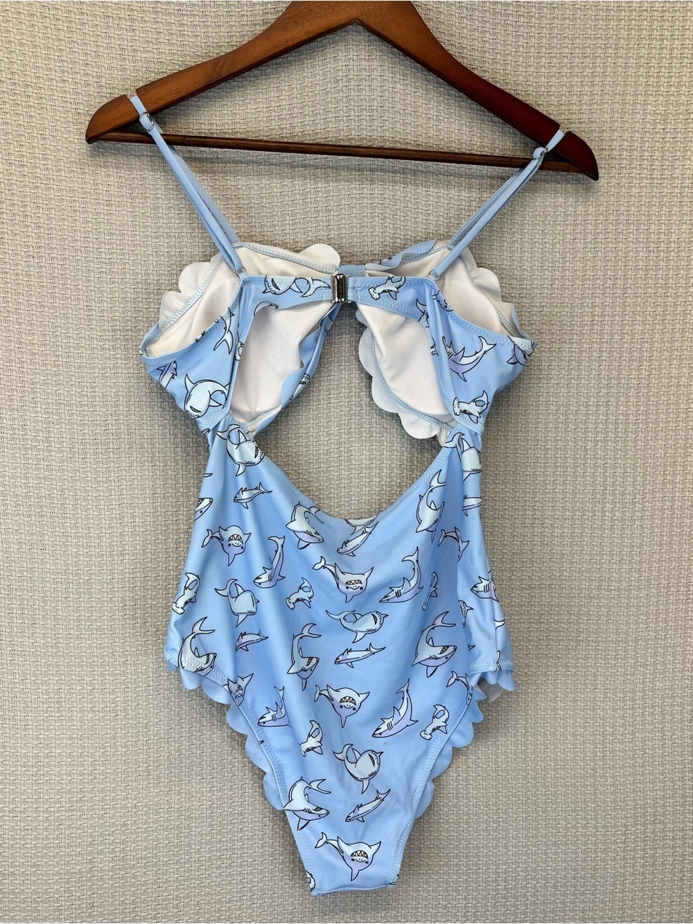 Haikyuu One Piece Shark Cut Out Bathing Suit Women Sz Large Scalloped Anime Fun - Picture 6 of 9